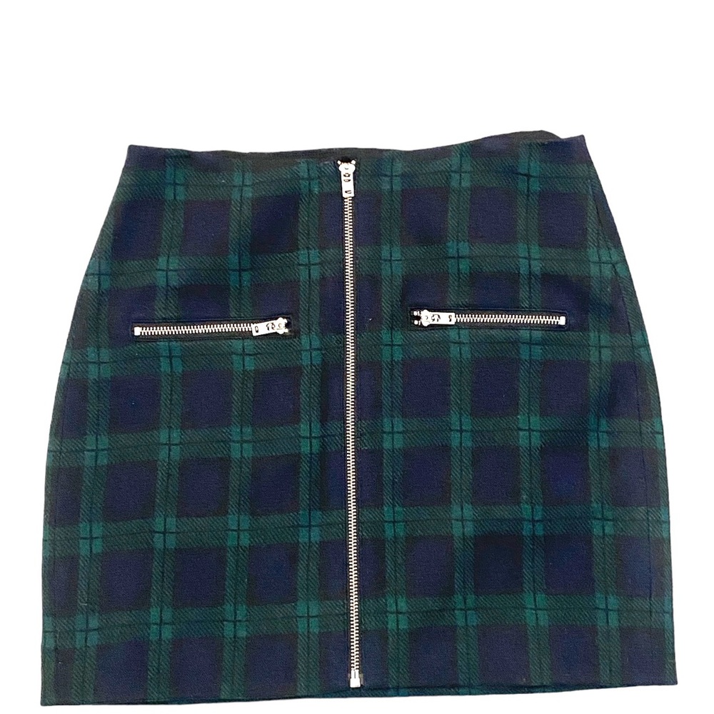 Madewell tartan plaid zip up mini skirt